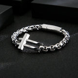 Titanium Steel Bracelet Stainless Steel Men's Cross Square Pearl Chain