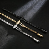 Titanium Steel Bracelet Stainless Steel Men's Cross Square Pearl Chain