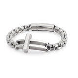 Titanium Steel Bracelet Stainless Steel Men's Cross Square Pearl Chain
