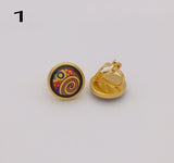 18K Plated European & American Cloisonne Enamel Earrings