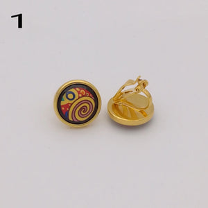 18K Plated European & American Cloisonne Enamel Earrings