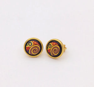 18K Plated European & American Cloisonne Enamel Earrings