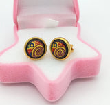 18K Plated European & American Cloisonne Enamel Earrings