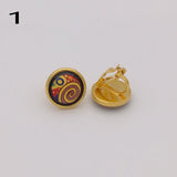 18K Plated European & American Cloisonne Enamel Earrings