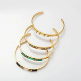 Vintage C-Shaped Stainless Steel Beaded Bracelet