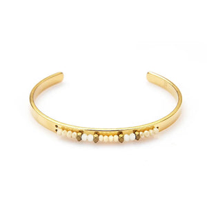Vintage C-Shaped Stainless Steel Beaded Bracelet