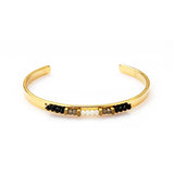 Vintage C-Shaped Stainless Steel Beaded Bracelet