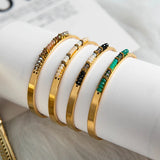 Vintage C-Shaped Stainless Steel Beaded Bracelet