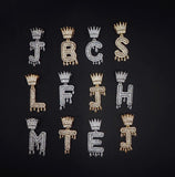 High-quality Zircon Water Drop Crown Letter Pendant Necklace