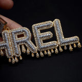 High-quality Zircon Water Drop Crown Letter Pendant Necklace