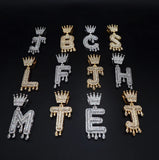 High-quality Zircon Water Drop Crown Letter Pendant Necklace