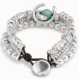 Fashionable Electroplating 925 Silver Three-Layer Bracelet Bead Chain