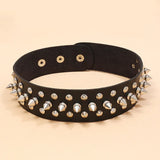 Spiked Rivets Punk Rock Leather Choker