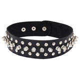 Spiked Rivets Punk Rock Leather Choker