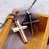 Religious Titanium Steel Cross Men's Necklace Jewelry