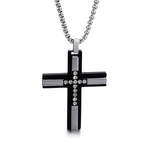 Religious Titanium Steel Cross Men's Necklace Jewelry