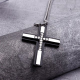 Religious Titanium Steel Cross Men's Necklace Jewelry