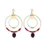 Retro Ethnic Beaded Stone Star Earrings 14K Stainless Steel