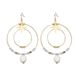 Retro Ethnic Beaded Stone Star Earrings 14K Stainless Steel