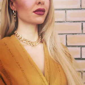 Exaggerated Thick Chain Necklace, Double Chain, Hip-Hop Neck Chain