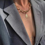 Exaggerated Thick Chain Necklace, Double Chain, Hip-Hop Neck Chain