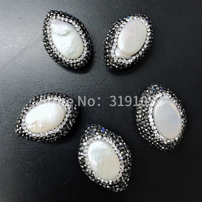 Retro Mosaic Natural Oval Pearl Earrings