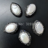 Retro Mosaic Natural Oval Pearl Earrings