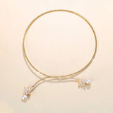 Sexy Pearl Clavicle Chain Necklace with Zircon Pendant