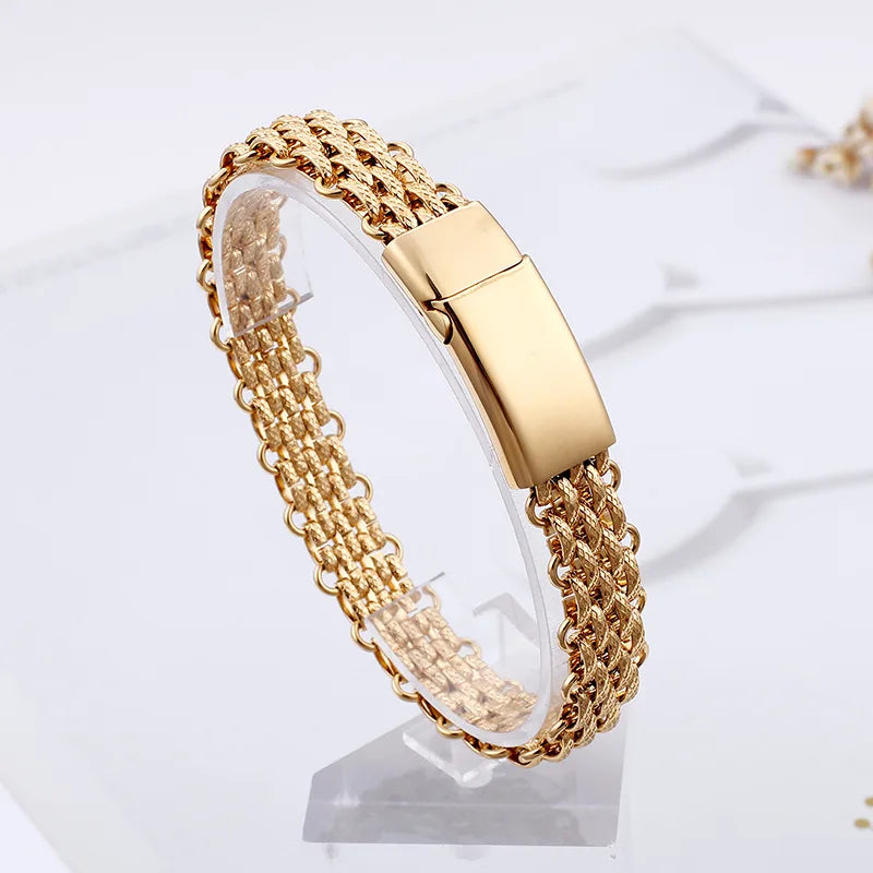 Men's Stainless Steel Mesh Bracelet - European and American Style