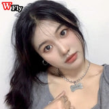 Spice Letter Dog Bone Pendant Necklace Stainless Steel Clavicle Chain Y2K