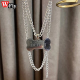 Spice Letter Dog Bone Pendant Necklace Stainless Steel Clavicle Chain Y2K