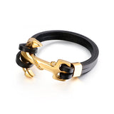 Stainless Steel Cross Leather Bracelet Anchor Titanium Steel Men's Jewelry