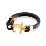Stainless Steel Cross Leather Bracelet Anchor Titanium Steel Men's Jewelry