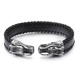Men's Leather Bracelet Stainless Steel Punk Style