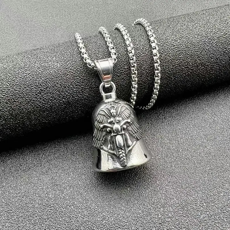 Retro Punk Wings Motorcycle Character Bell Pendant