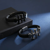 Nail Leather Bracelet Stainless Steel Hand-Woven Jewelry