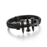 Nail Leather Bracelet Stainless Steel Hand-Woven Jewelry