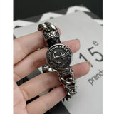 Retro Round Anchor Titanium Steel Cuban Chain Men's Bracelet