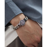 Retro Round Anchor Titanium Steel Cuban Chain Men's Bracelet