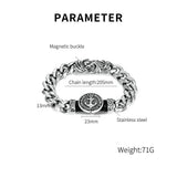 Retro Round Anchor Titanium Steel Cuban Chain Men's Bracelet