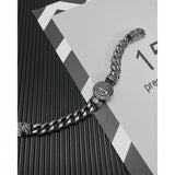 Retro Round Anchor Titanium Steel Cuban Chain Men's Bracelet