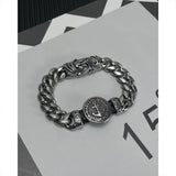 Retro Round Anchor Titanium Steel Cuban Chain Men's Bracelet