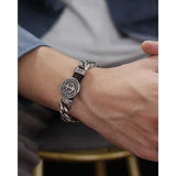 Retro Round Anchor Titanium Steel Cuban Chain Men's Bracelet