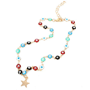 Colorful Pentagram Star Chain Necklace for Women