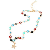Colorful Pentagram Star Chain Necklace for Women