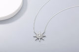 925s Silver Snowflake Diamond Pendant Collarbone Necklace