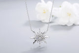 925s Silver Snowflake Diamond Pendant Collarbone Necklace