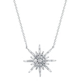 925s Silver Snowflake Diamond Pendant Collarbone Necklace
