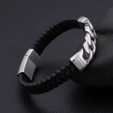 Titanium Steel Leather Woven Bracelet for Men
