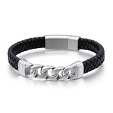Titanium Steel Leather Woven Bracelet for Men